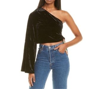 Free People cropped Loving This Top Velvet One Shoulder Top New with tags XS